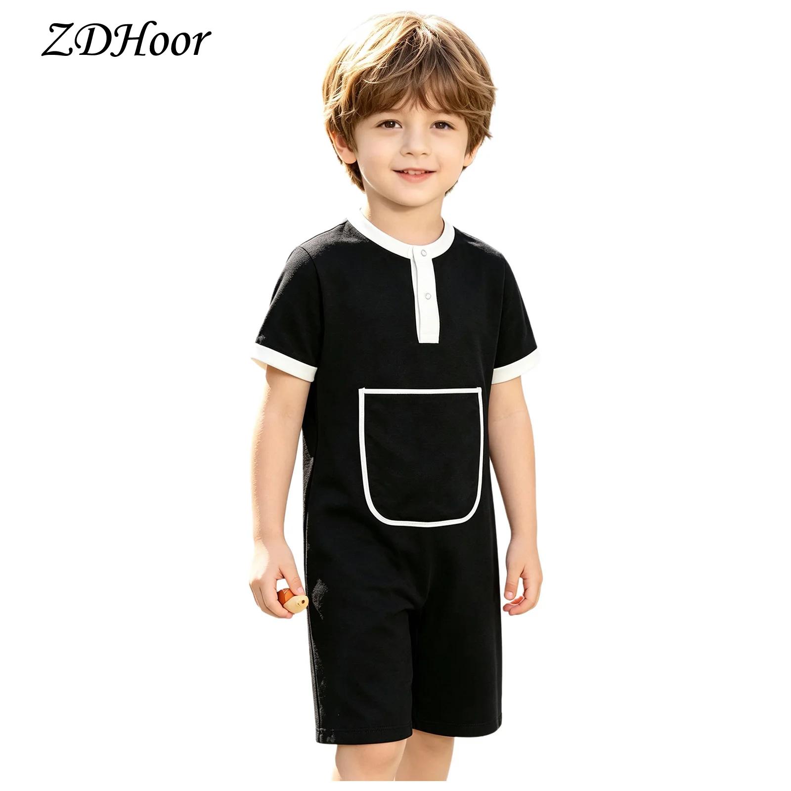 Summer Clothing Needs - Kids Boys Girls Press Buttons Jumpsuit