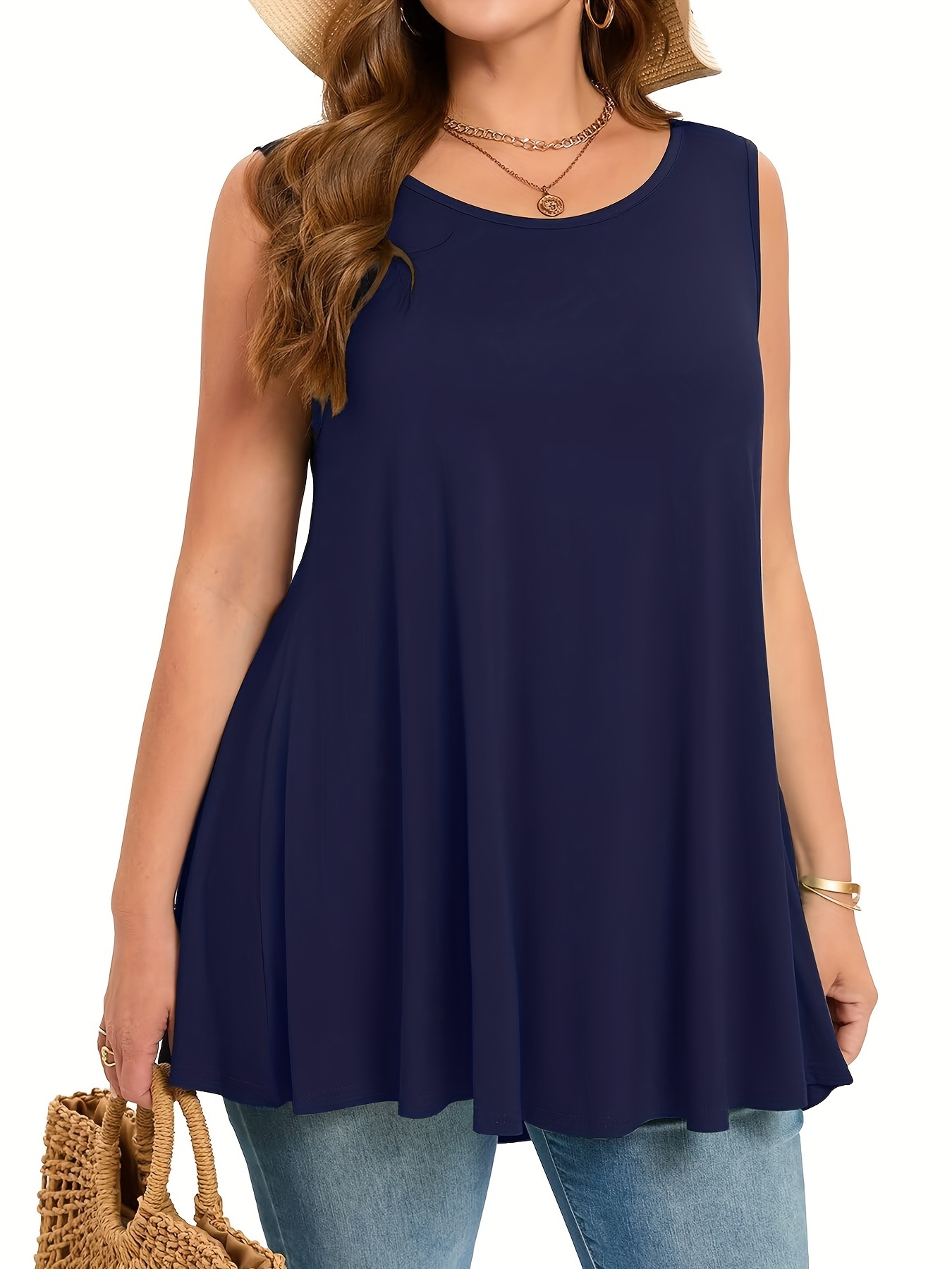 Plus Size Simple Solid Tank To - Summer Clothing Plus Size Women review and price
