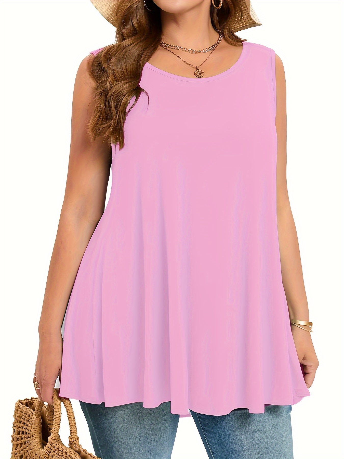 Plus Size Simple Solid Tank To - Summer Clothing Plus Size Women review and price
