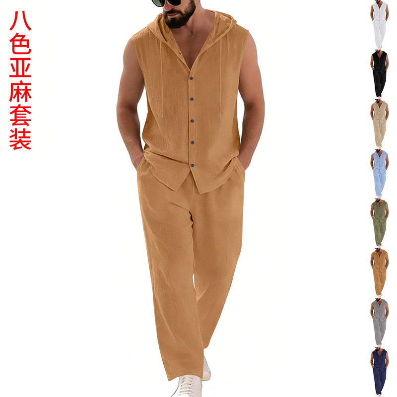 Men's Casual Linen Suit Hooded - Summer Clothing Men review and price