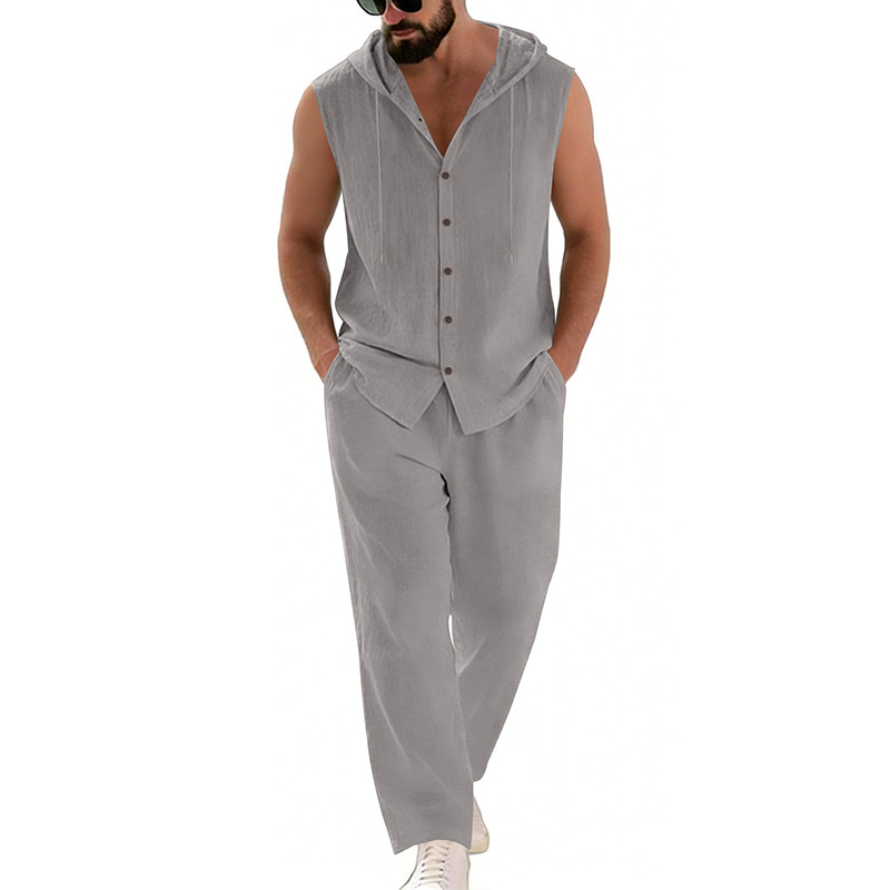 Men's Casual Linen Suit Hooded - Summer Clothing Men review and price