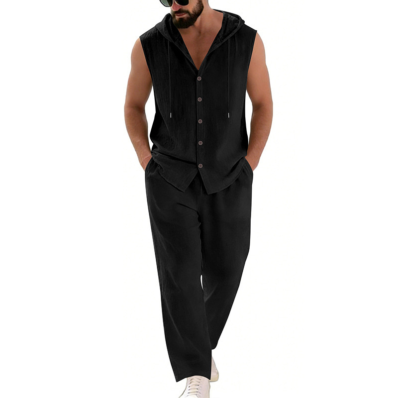 Men's Casual Linen Suit Hooded - Summer Clothing Men review and price