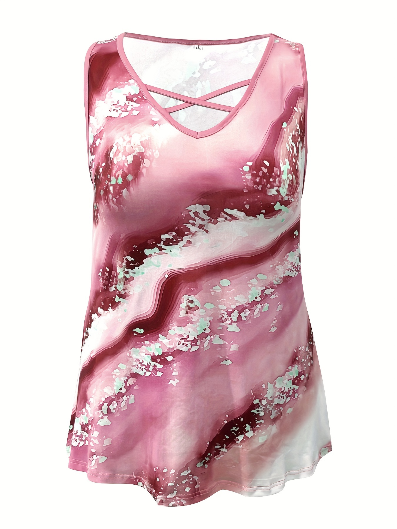 Plus Size Marble Print Tank To - Summer Clothing Plus Size Women review and price